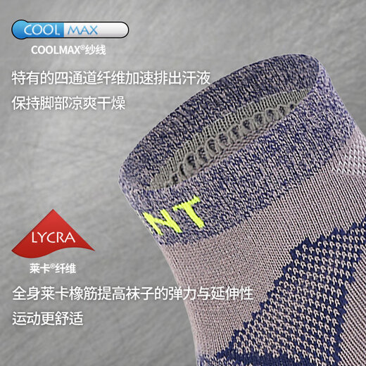 ALPINT MOUNTAIN埃尔蒙特CoolMax马拉松专业跑步袜男款登山袜徒步袜短筒运动袜子