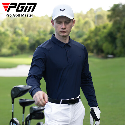 
PGM golf clothing men's long-sleeved T-shirt autumn and winter sports fall shoulder top stretch polo shirt YF761-Nakura M