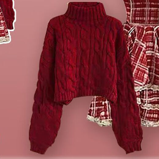 Qinhuafang winter clothes women's clothing New Year's clothing set female students' Christmas clothing design sense for autumn and winter. Red cross sweater + red plaid suspender skirt 6627 S Recommended 70-85 Jin [Jin equals 0.5 kg]