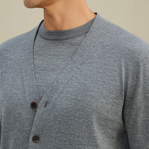Ordos 1980 Autumn and Winter V-neck long-sleeved men's cardigan medium gray 180/100A/XL