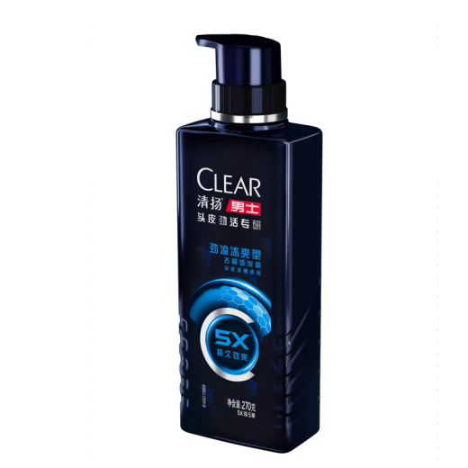 清扬（CLEAR）男士劲能瓶头皮劲活专研劲凉冰爽型去屑洗发水270g 【KPL电竞】