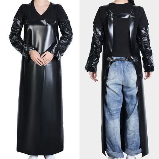Beef tendon apron long waterproof and oil-proof kitchen dishwashing fish killing aquatic products catering work clothes for men and women longer and thicker acid and alkali resistant and oil-proof apron stone factory handling transparent white 35 silk 1.2 meters long thin apron 1