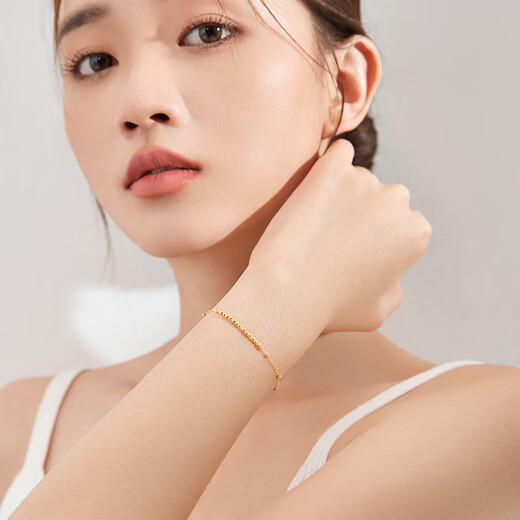 Saturday Fortune 18K Gold Bracelet Women's Honey Color Gold Bracelet Birthday Gift Yellow 18K Gold 16+3cm