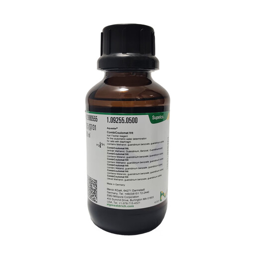 Merck Coulometric method Karl Fischer reagent 1.09255.0500 Karl Fischer anolyte 1.09257.0500 Coulometric method 1.09255.0500 (old article number)
