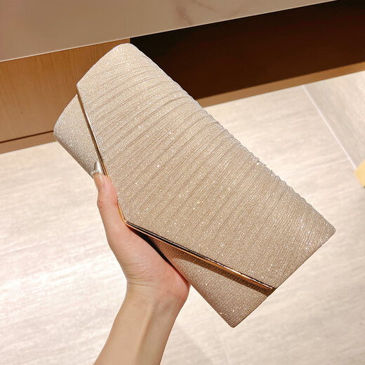 Kangaroo (KANGAROO) Celebrity Banquet Bag with Evening Dress Dinner Clutch Women Wearing Cheongsam Small Bag Wedding Mom Wedding Clutch Champagne Color