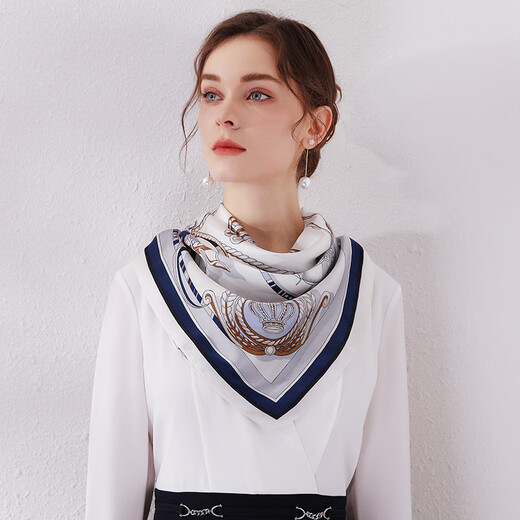 Shanghai Story (STORY Of SHANGHAI) Silk Scarf Female Spring Mulberry Silk Scarf Big Square Scarf Mom's Birthday Gift Pirate Ship Blue