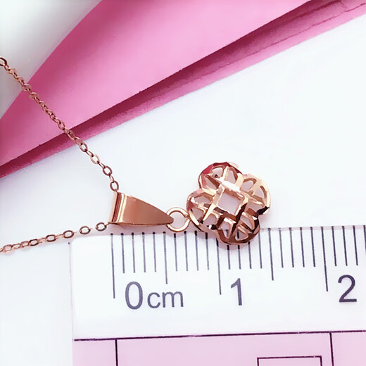 Mrs. Miling Jewelry 585 purple gold delicate hollow four-leaf clover pendant fashion simple temperament 14K rose gold necklace single pendant