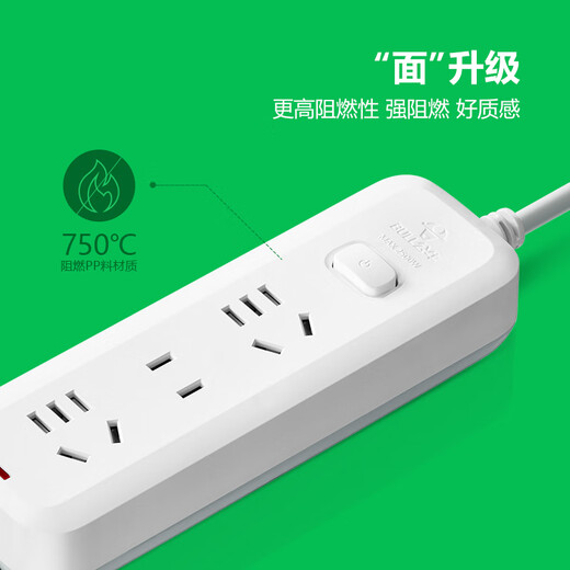 BULL-Steckdose mit mehreren Löchern und langer Leitung, multifunktionale elektrische Steckplatine, Schleppleiste mit Kinderschutztür/neuer nationaler Standard/Steckdose/Klemmenplatine, 3-Positionen-Hauptsteuerung 0,5 Meter GN-B5120