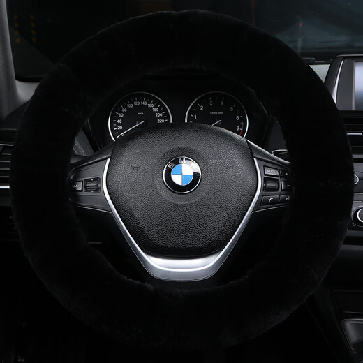 BIMLL B cashmere car steering wheel cover high-end plush warm men's and women's car handlebar cover for Mercedes-Benz and BMW anti-slip and sweat-absorbent