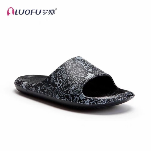 Luofu Luofu Luofu Nuevas zapatillas para hombres Inicio Interior Inicio Inicio sin deslizamiento Pies de baño Baño 6198-8 Negro 40