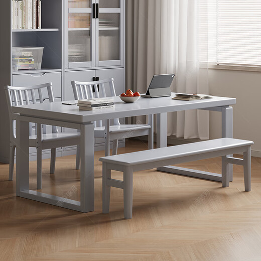 Huixun solid wood living room and study integrated large long desk home large board study table casual dining table to living room workbench black walnut color #large board table 140cm*90cm*75cm