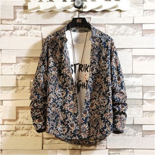 
SUNWISESS floral shirt men's retro Hong Kong style beynd Huang Jiaju floral shirt slim style fashion long sleeve lining jacket No. 1 color 1049 M 90110Jin [Jin equals 0.5 kg]