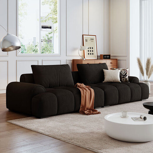 Mengshangjia fabric sofa living room small apartment model puff French cream style 2025 designer new style 2.1 meters three-seater flagship version - cat scratch cloth violet + ordinary sponge