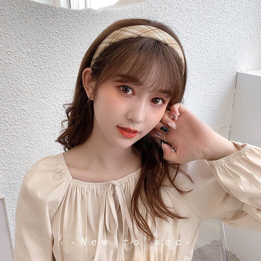 Morning Star Fabric Retro French Hairband Women's Wide-Brim Pressed Hair Anti-Slip Broken Hair Headband Hairpin Versatile Head Accessories Khaki Stripes