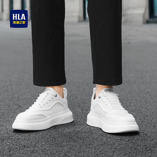 海澜之家男鞋秋冬2025新款经典板鞋男小白鞋增高男士运动休闲鞋透气鞋子男 白色 40 【运动码】
