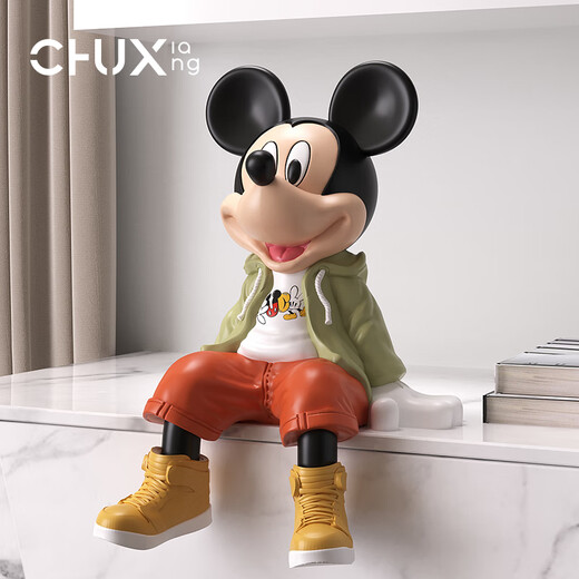 Chuxiang Adornos de Mickey modernos y geniales Sala de estar Mueble de TV Escritorio de oficina Adornos creativos de dibujos animados Inauguración de una nueva decoración para el hogar Adornos de Mickey sentados modernos y frescos 30 cm de alto