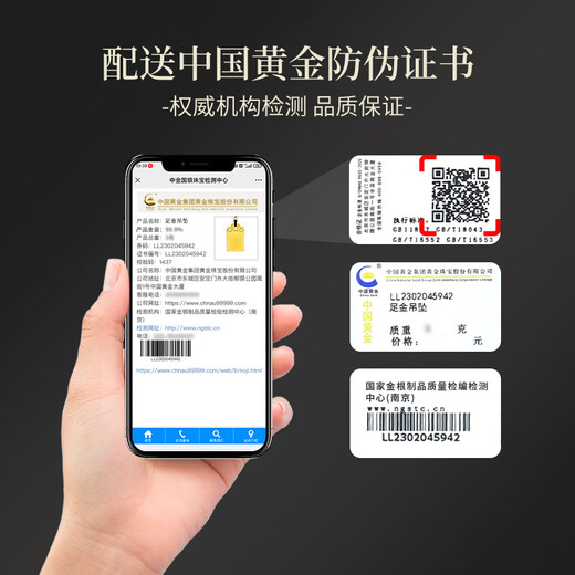 Chinese gold Wushi brand gold necklace pure gold amulet pendant birthday gift for girlfriend, wife and boyfriend Pure gold Wushi brand necklace same style for men and women