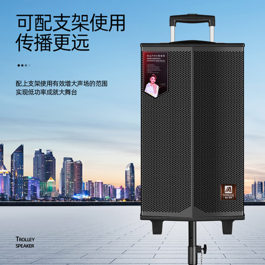 MALONE Outdoor Square Dance Portable Trolley Speaker with Wireless Bluetooth Microphone Live Broadcast Karaoke Guitar Playing and Singing Speaker K-412 Inch Standard Configuration + 2 Original Microphones + Gift Pack Ultimate Edition