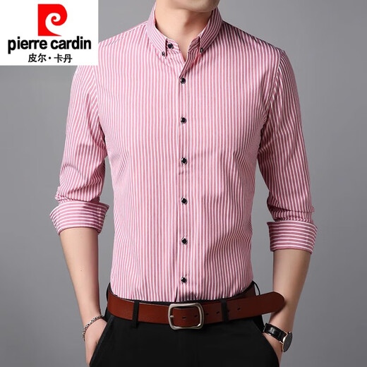Pierre Cardin Camisa de manga larga para hombres Spring y otoño nuevo estilo con seda de hielo Seda delgada Camiseta transpirable Camisa para hombres ENCURSO 6627 Azul 165
