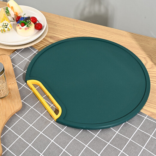 Yangchen Kitchen Round Cutting Board Household Mildew-proof Vertical Rotating Handle Chopping Board Double-sided Multi-Function PE Chopping Board Round [35cm] Round