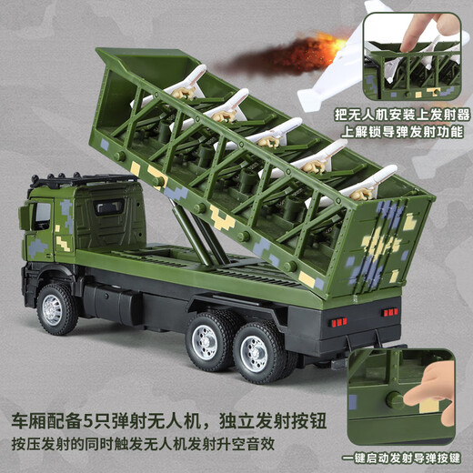 Kavi Kavi Kavi Drone Transporteur de camion militaire Toy Enfants Boy Boy Simulation Modèle de voiture peut lancer [Drone Can Location] Military Truck Camouflage Green