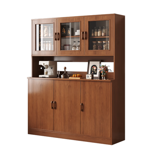 Konosu solid wood sideboard integrated wall-mounted living room wine cabinet tea cabinet storage cabinet multi-functional meal preparation storage storage cabinet four cabinet doors walnut color 80*34*182cm door-to-door installation (master comes to your door)