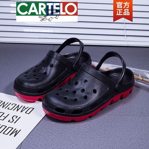 
CARTELO high-end extra-large size hole shoes men's summer bag-toe slippers casual non-slip plus-sized beach sandals trendy new product 9856 blue 46