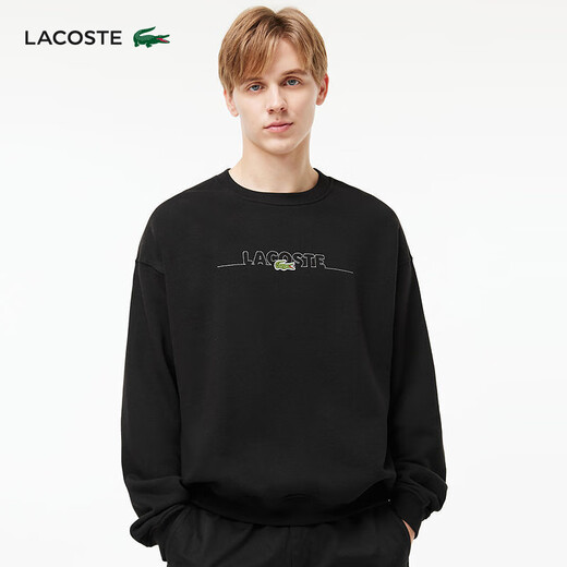 Lacoste French Crocodile Herrenkleidung loser Stil Baumwolle Runde Nackenpullover Sportpullover SH3878 031/Schwarz XL 6