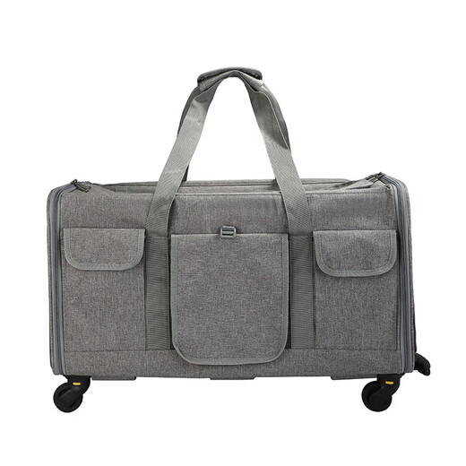 Bolso Trolley para Mascotas Extra Grande con Estampado de Cola, Bolso para Gatos, Bolso para Perros, Maleta portátil para Mascotas, Cochecito para Mascotas Desmontable KB05 Gris Claro 60*39*43