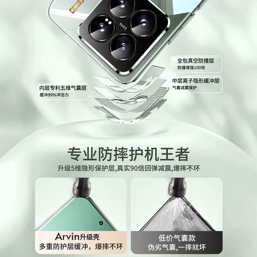 ARVIN【Air空气壳】适用小米15手机壳小米15pro保护套磁吸高清透明硅胶全包防摔超薄简约女男款 小米15 Pro【高清透明】还原裸机 | 超薄防摔