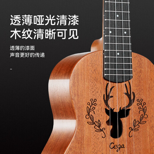 前谷（CEGA）尤克里里初学者23寸男女入门级乌克丽丽儿童小吉他 23英寸单板蓝色妖姬驯鹿+配件+琴