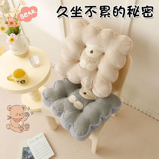 Yingzhuer Promotion Thick Cushion Chair Cushion Butt Cushion Autumn and Winter Student Classroom Office Stool Butt Cushion Soft Floor Gray and White Cat Thickened Soft Cushion Double-sided Velvet 42*42cm