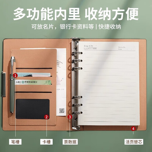 Barra de oveja retro piel Libro de hoja suelta Personalizado 2025 Nuevo cuaderno se puede separar la superficie de cuero de estudiante de estudiante universitario se puede almacenar una conferencia de trabajo engrosado de la conferencia de notas personalizadas 12033-pen inserto-a5 verde claro