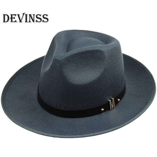 Danwens top hat men's Shanghai beach hat Xu Wenqiang's same style British top hat groom's official hat classic wool felt hat black M (56-58cm)
