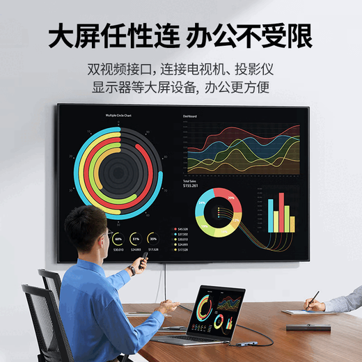 绿联CM498 Type-C扩展坞DP雷电千兆网口HDMI分线转换器音频10合1 CM498-15601 10合1