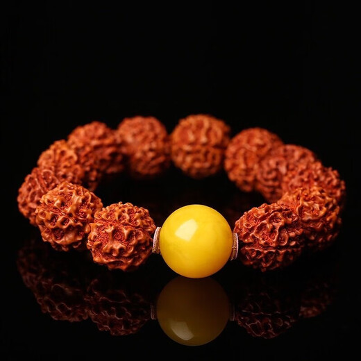 Outstanding old Phoenix quality beeswax single bead chicken oil yellow amber round beads loose beads white nectar bracelet with bead bracelet playlist chicken oil yellow floating flower 16mm 1 piece