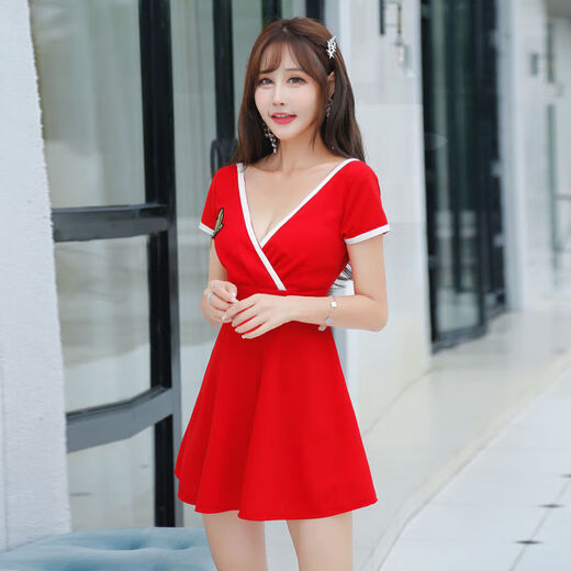 Tangjun Nightclub Sexy Women's Clothing Sleim Nightclub Sexy Dress Massage Massage Short Dress Press Prome Prome Black [726 моделей] L предлагает 100-110JIN [JIN равно 0,5 кг]