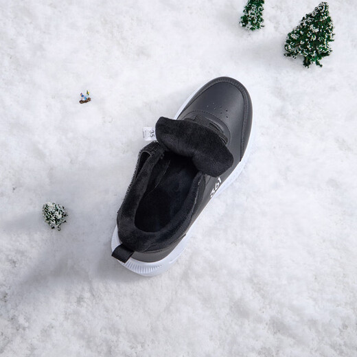 361°儿童运动鞋男童跑鞋秋冬密网轻便魔术贴女童皮革加绒保暖运动鞋 【皮革加绒】碳黑/361度白 33