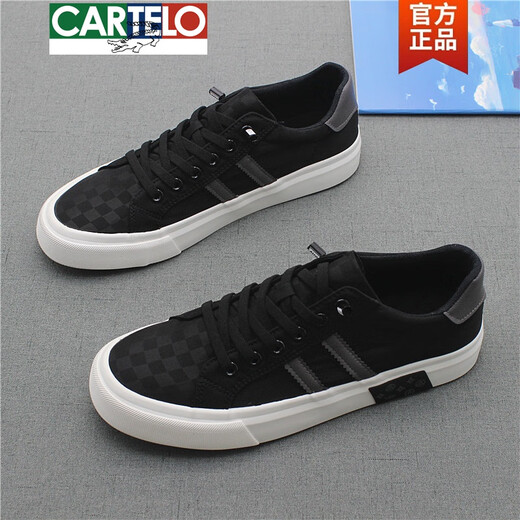 
CARTELO men's shoes new canvas shoes 2024 summer thin casual shoes men's low top Korean style trendy versatile breathable board shoes black rice 24103 40