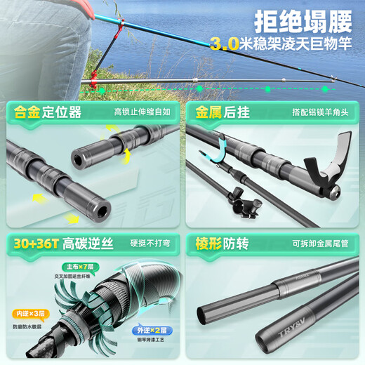 
Chuangwei new Chuangwei Lingtian Fishing Fortress Bracket Carbon Fishing Rod Rack Large Fishing Rod Rack Long Rod Special Ground Rod 2.1m Wild Fishing-Comprehensive Edition