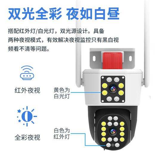 
Sitejiatu 5G wireless camera for home use 360 ​​degrees without dead angle HD night vision surveillance wifi network mobile phone remote full color outdoor waterproof gimbal panoramic rotary ball machine [WiFi power outage battery life version] Dual camera 10 million pixels + 5G dual frequency 30-day loop recording card