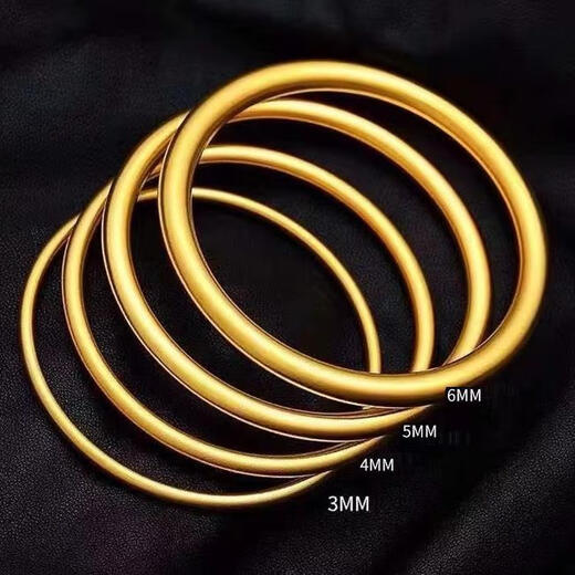 Gold-coated silver bracelet, ancient method, simulated gold bracelet, 999 solid bracelet, non-fading, solid gold ring jewelry, 5 mm - inner diameter 56 gold-coated silver, can be re-inspected by a gold store