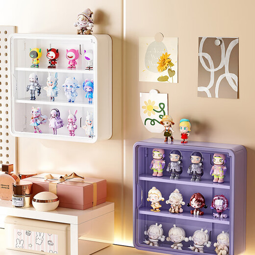 Ershanji Wall-mounted Figure Display Cabinet Transparent Blind Box Storage Box Wall Doll Bubble Mart Display Rack Blind Box Display Rack Wall-mounted White Large