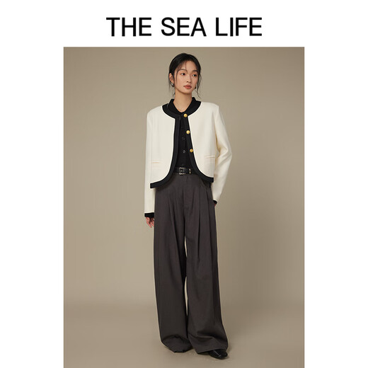 
THE SEA LIFE Ou Hai Yisheng Coat Women's 24 Autumn New Product Classic Retro Layered Versatile Little Flavor Style Coat V12596 Black Mage M