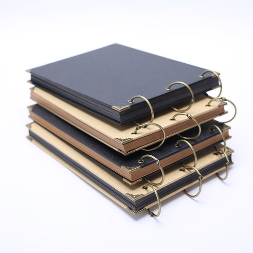 坤随 复古牛皮纸diy相册空白相册手账本手工制作自粘贴式情侣照片纪念册影集收纳册宝宝成长记录册 【30张黑色纸内页】黑色封面活页本*1