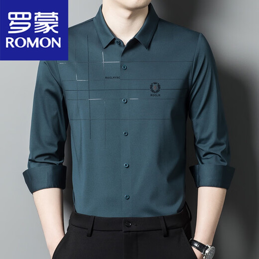 ROMON Edles Hochzeitskleid der Tochter, Langarmhemd des Vaters, Hochzeitsbankettkleid des Schwiegervaters mittleren Alters, Herbstkleidung, bügelfreies Hemd für Herren, C6625 Rot 170/L