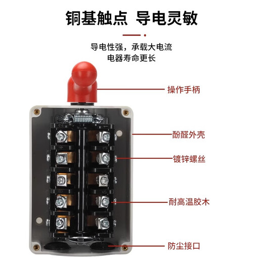 Delixi reverse switch QS-60 waterproof 12A 20A three-phase 380v single-phase 220v electric vehicle reverse switch QS-15