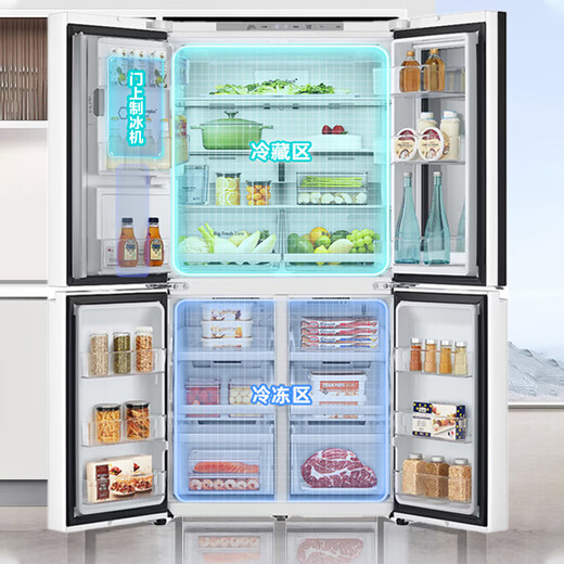 LG640 liter cross-door mid-door automatic ice maker see-through window refrigerator household large-capacity air-cooled frost-free energy-saving computer temperature control inverter compressor flat embedded 2024 knock-on ice machine white F664MEH95D