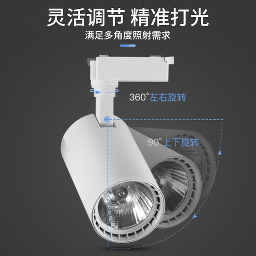 CANMEIJIA LED spotlight track light surface-mounted super bright commercial clothing store exhibition hall background wall rail light ceiling ceiling light 20W-black (neutral light)