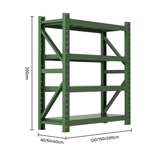 Yu Meng Xindi Regal Lagerhause Metall Storage Rack Supermarkt Express mittel und schwerer kommerzieller militärischer grünes 4-layer-Hauptregal 15052m Militärgrün lang 1,5* Tiefe 0,6* Höhe 2 Meter vier Schichten Safe Last 330 kg/Schicht-Cross-Strahl 0,9 mm-4*